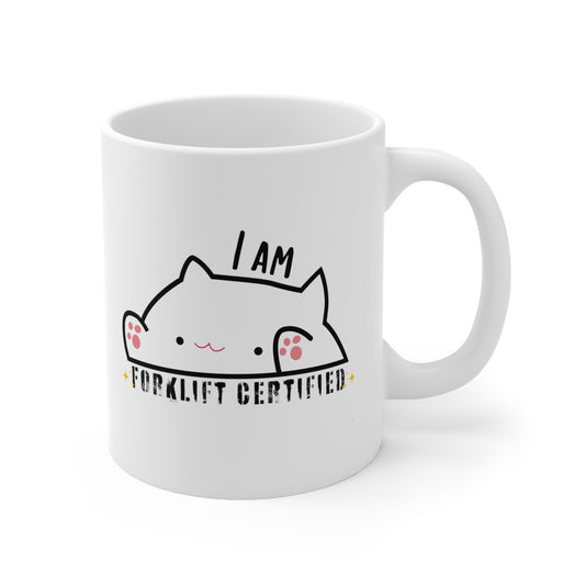 Forklift Certified Cat Ceramic Coffee Cup 11oz
