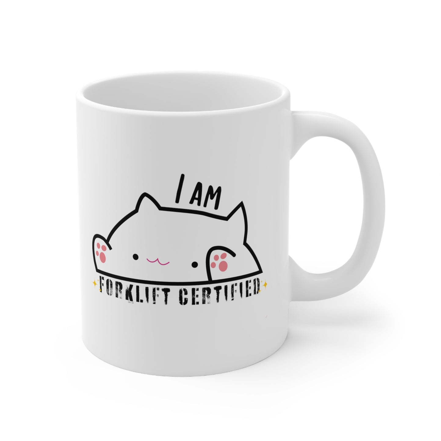 Forklift Certified Cat Ceramic Coffee Cup 11oz